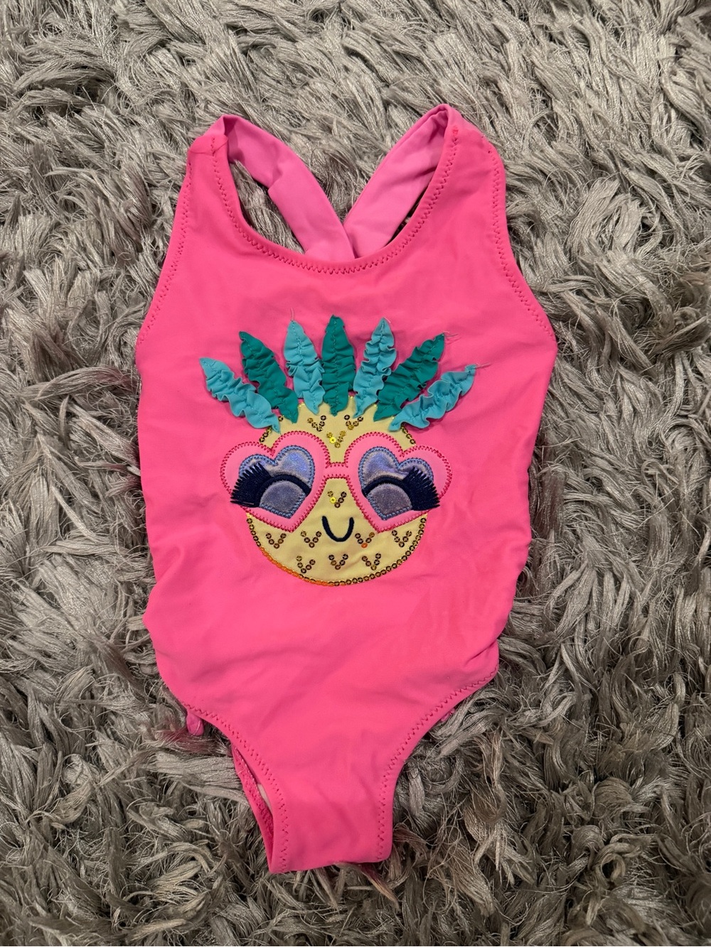 Flapdoodles Hot Pink Pineapple One-Piece Swimsuit with Teal Leaves boutique